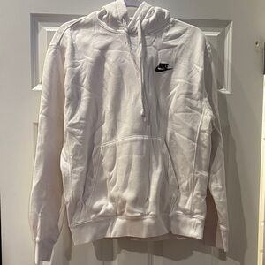 Nike White Crewneck Hoodie with Black Swoosh